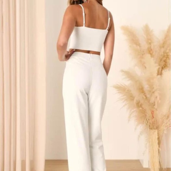 Lulus Ivory Wide-Leg Two-Piece Jumpsuit BNWT - Picture 3 of 6